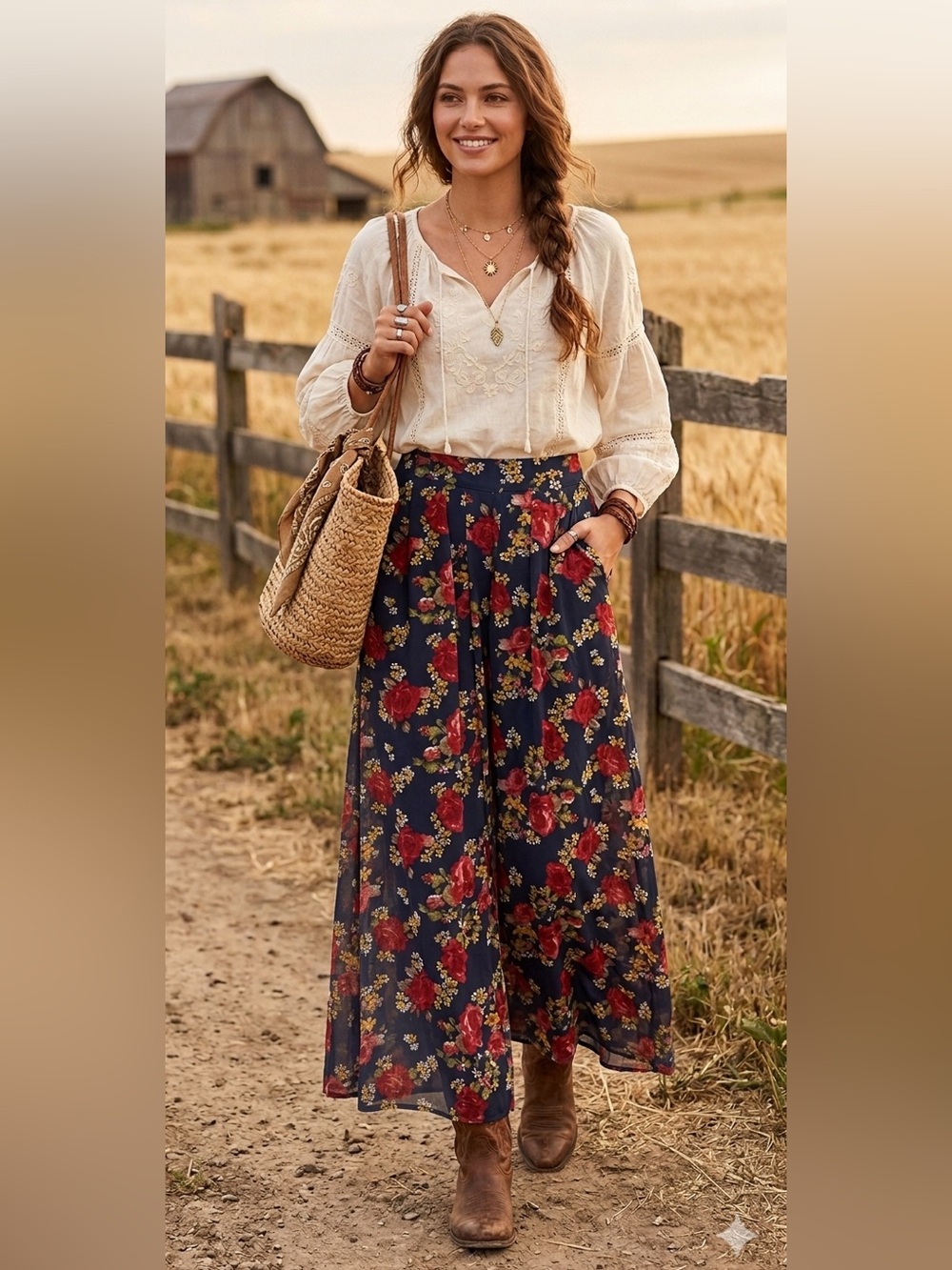 Living Doll Sheer Long Floral Skirt Medium